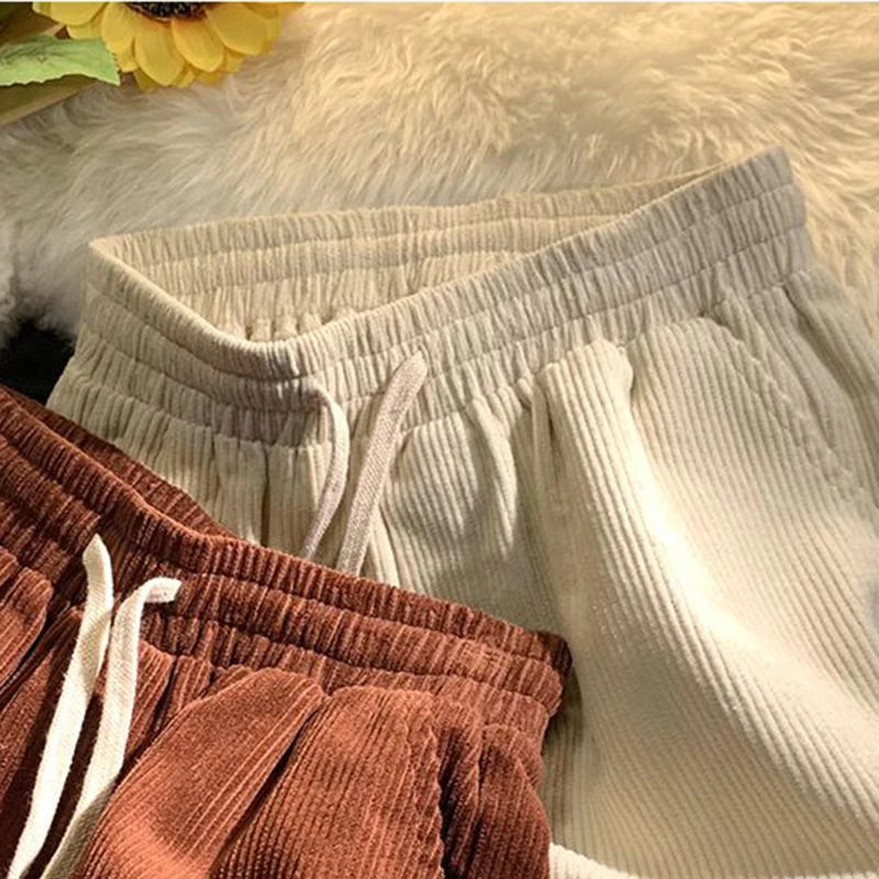 Plaid Hemming Corduroy Pants