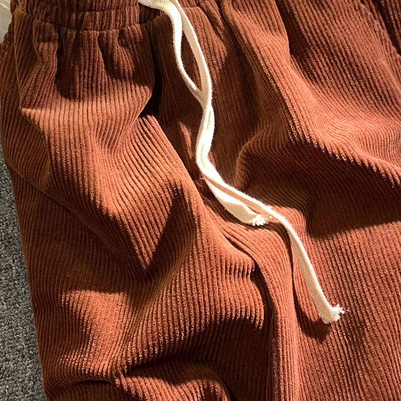 Plaid Hemming Corduroy Pants