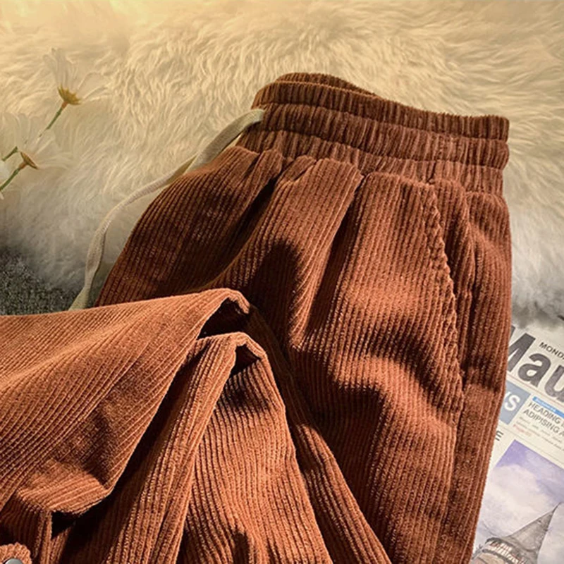 Plaid Hemming Corduroy Pants