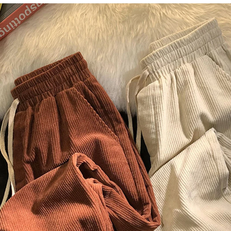 Plaid Hemming Corduroy Pants