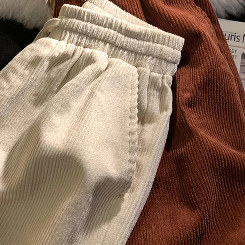 Plaid Hemming Corduroy Pants