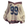 Oversized Korean Preppy Style Letter Print Loose Sweater
