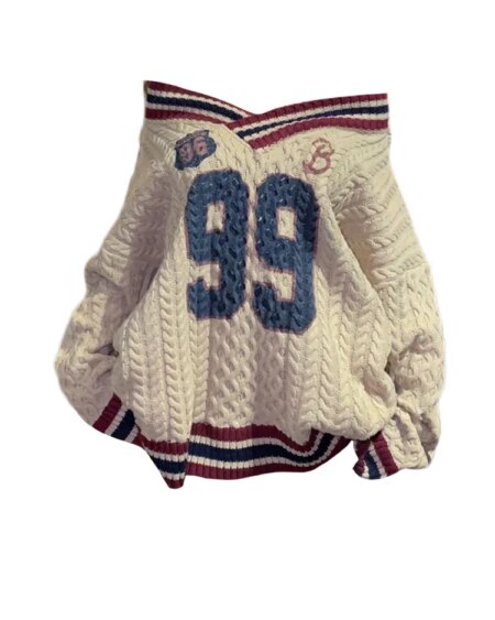 Oversized Korean Preppy Style Letter Print Loose Sweater
