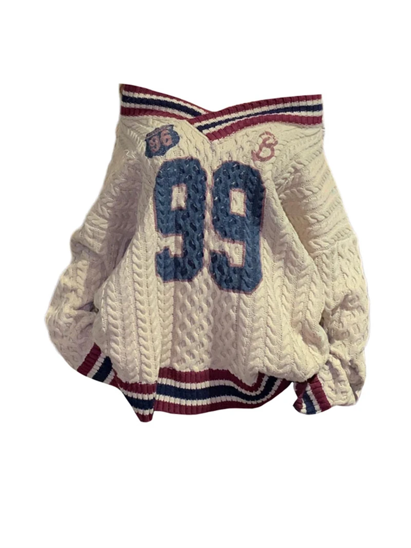 Oversized Korean Preppy Style Letter Print Loose Sweater Oversized Korean Preppy Style Letter Print Loose Sweater