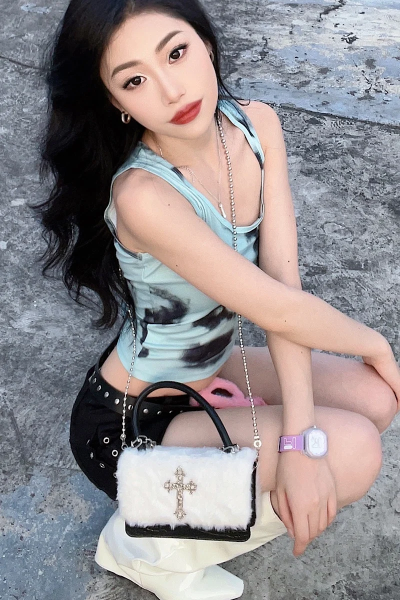 Soft Plush Cross Chain Shoulder Bag