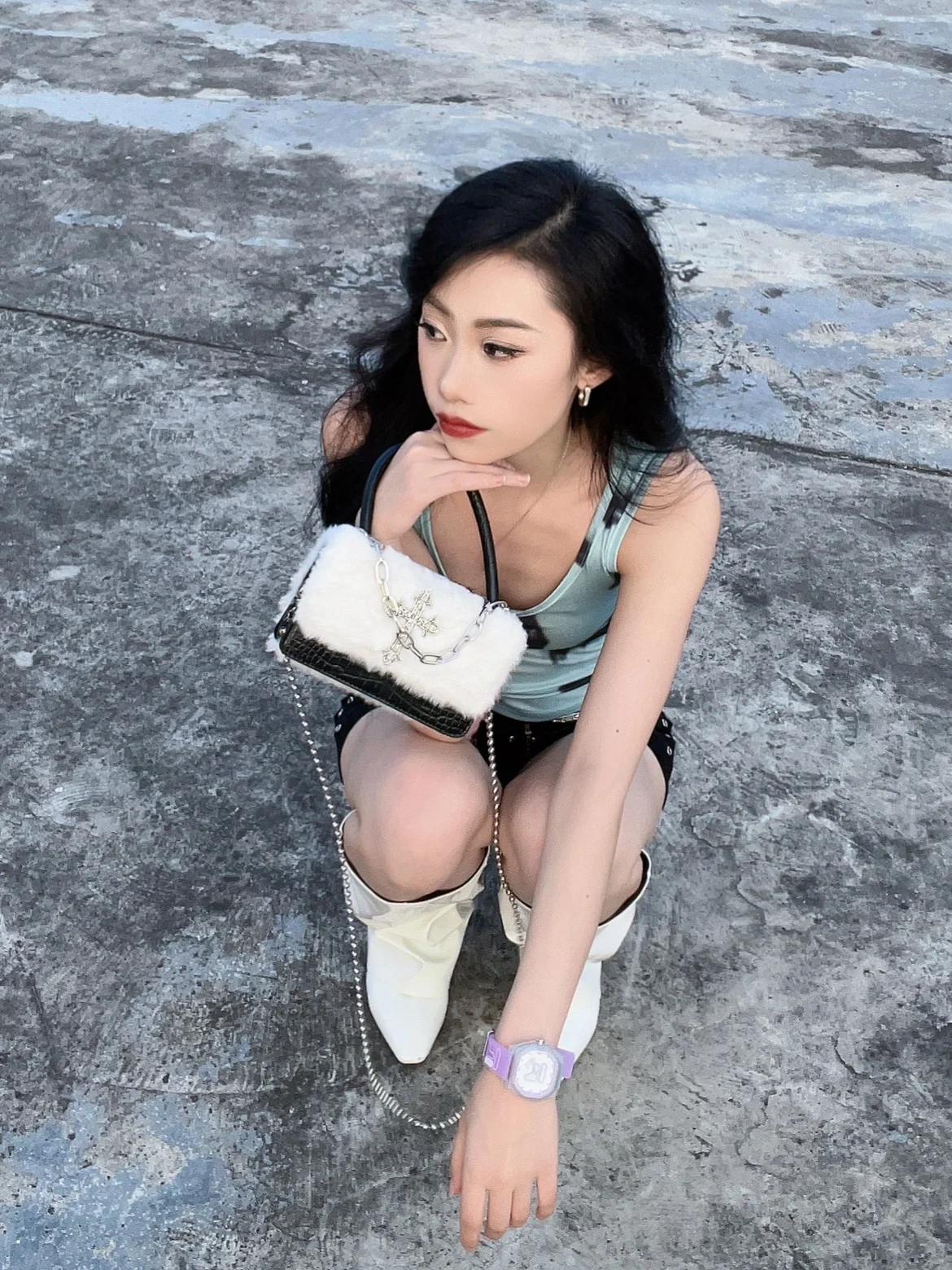 Soft Plush Cross Chain Shoulder Bag