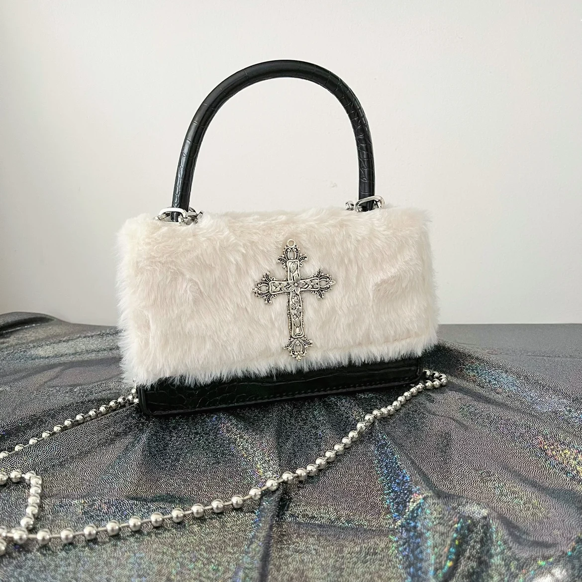 Soft Plush Cross Chain Shoulder Bag