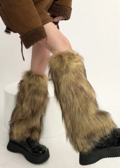 2000s Aesthetic Faux Fur Leg Warmers