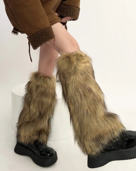 2000s Aesthetic Faux Fur Leg Warmers