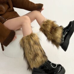 2000s Aesthetic Faux Fur Leg Warmers