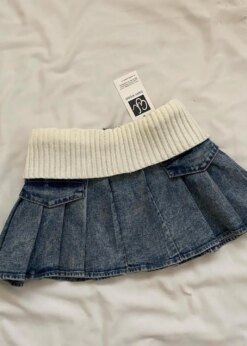 Cotton Edge Denim Short Skirt