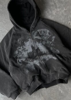 Castle Print Pattern Zipper Hoodie