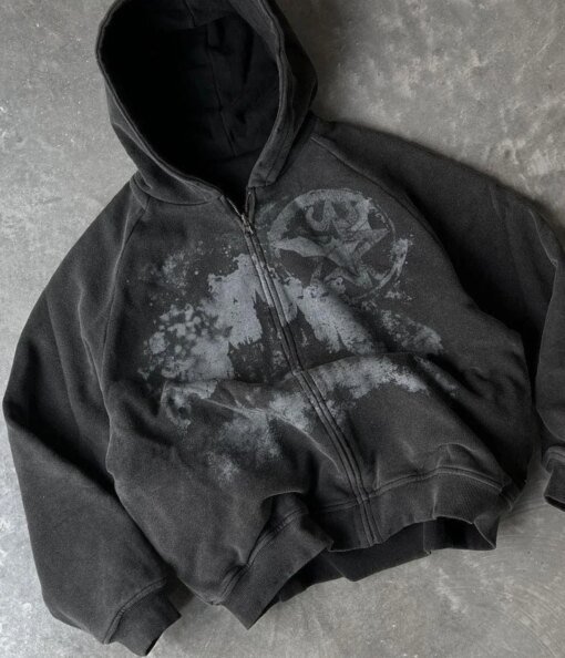 Castle Print Pattern Zipper Hoodie