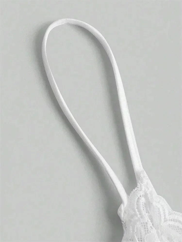 Contrast Lace Bow Front Crop Cami Top