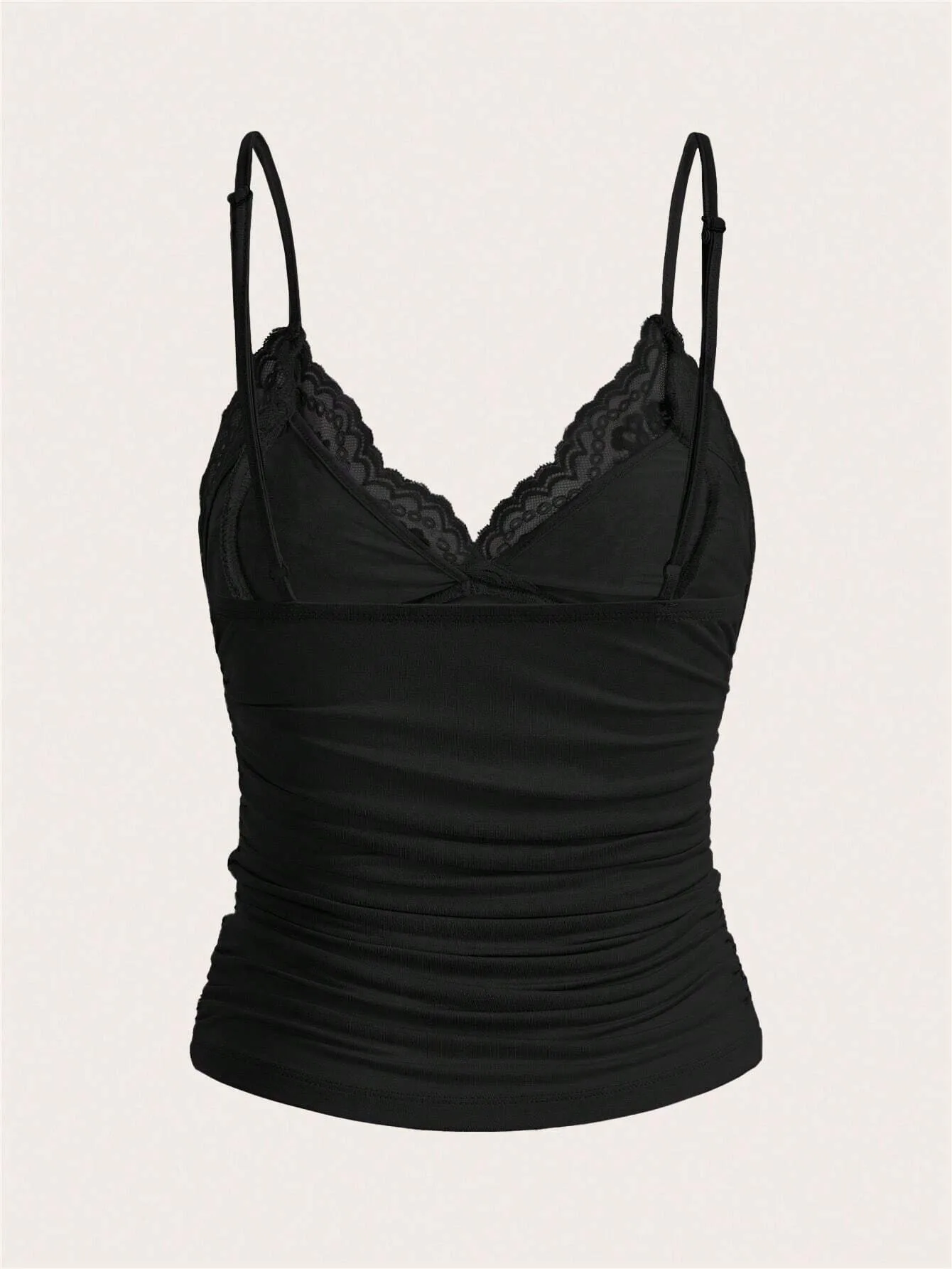 Contrast Lace Bow Front Crop Cami Top