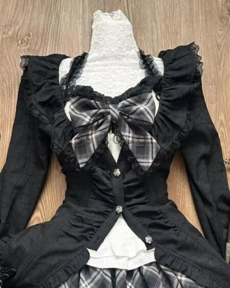 Vintage Winter dress Lace Skinny 3-piece Set
