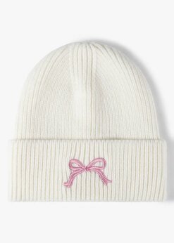 Bow Embroidery Knitted Hat