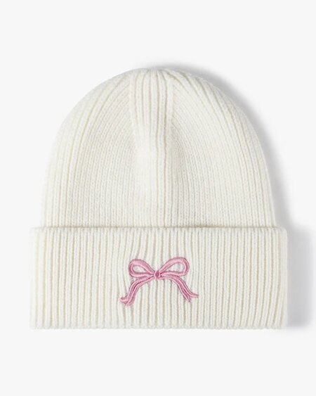 Bow Embroidery Knitted Hat