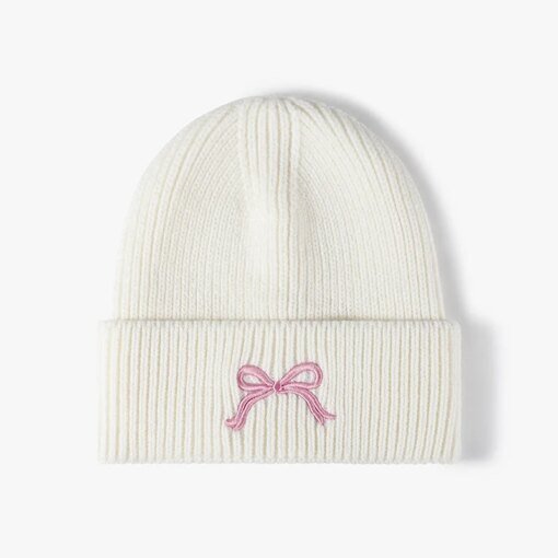 Bow Embroidery Knitted Hat