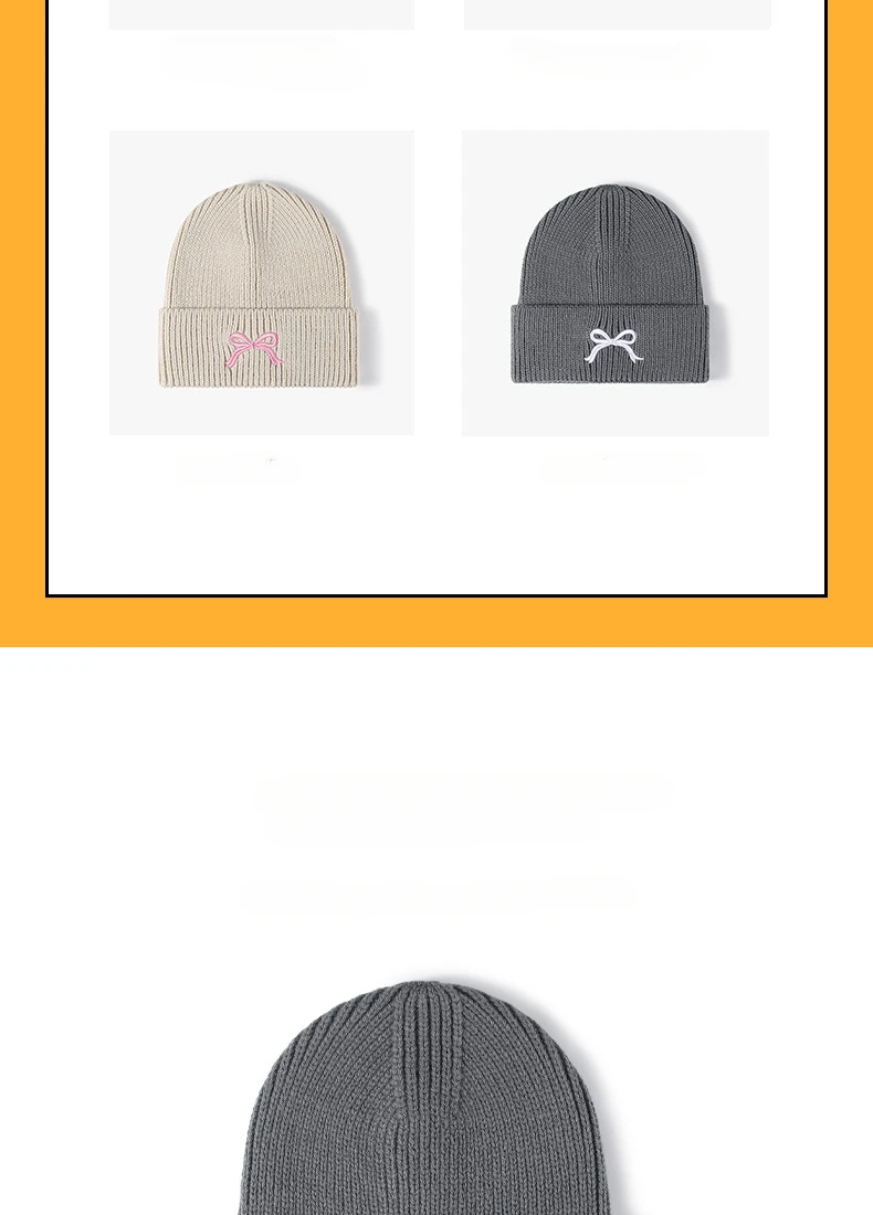 Bow Embroidery Knitted Hat