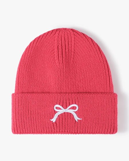 Bow Embroidery Knitted Hat