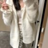 Casual White Knitted Cardigan