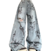 Butterfly Grey Ripped Graffiti Jeans