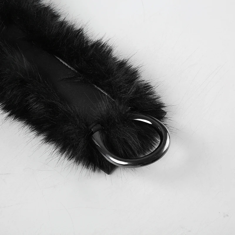 2000s Faux Fur Leather Belt