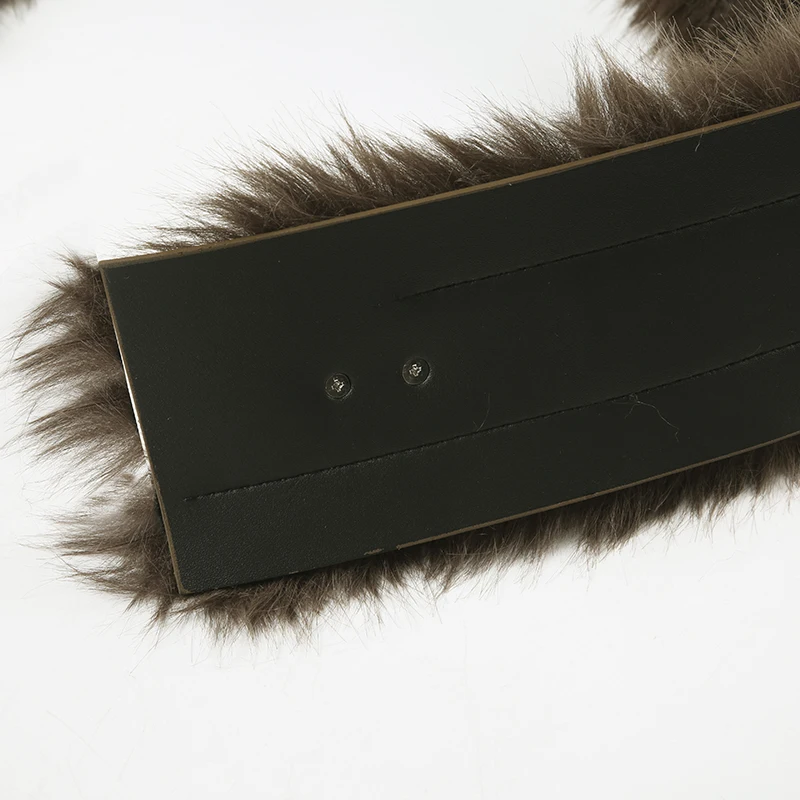 2000s Faux Fur Leather Belt