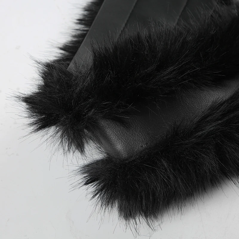2000s Faux Fur Leather Belt