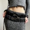 2000s Faux Fur Leather Belt