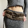 2000s Faux Fur Leather Belt