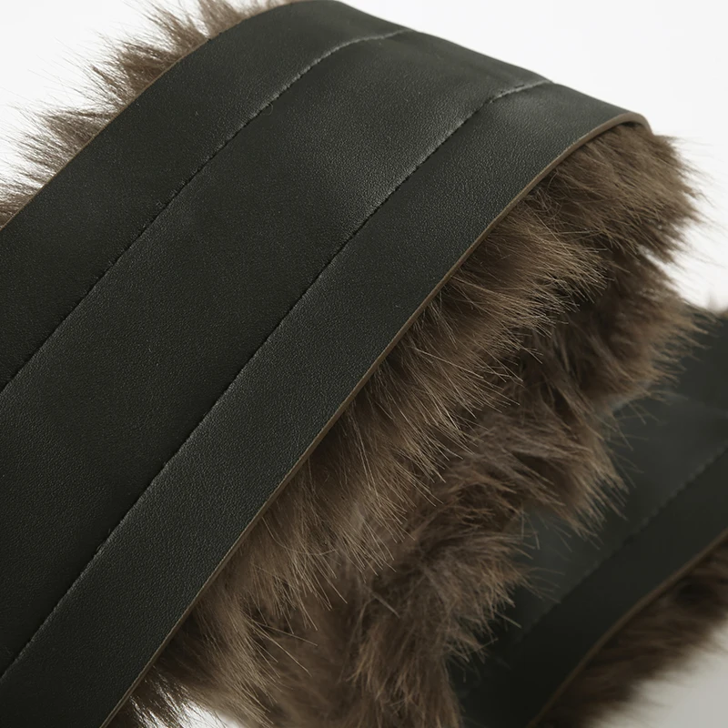 2000s Faux Fur Leather Belt