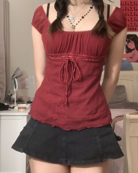 Square Collar Bow Crop Top