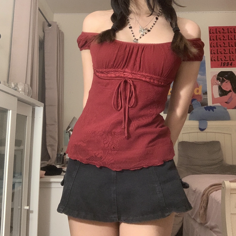 Square Collar Bow Crop Top