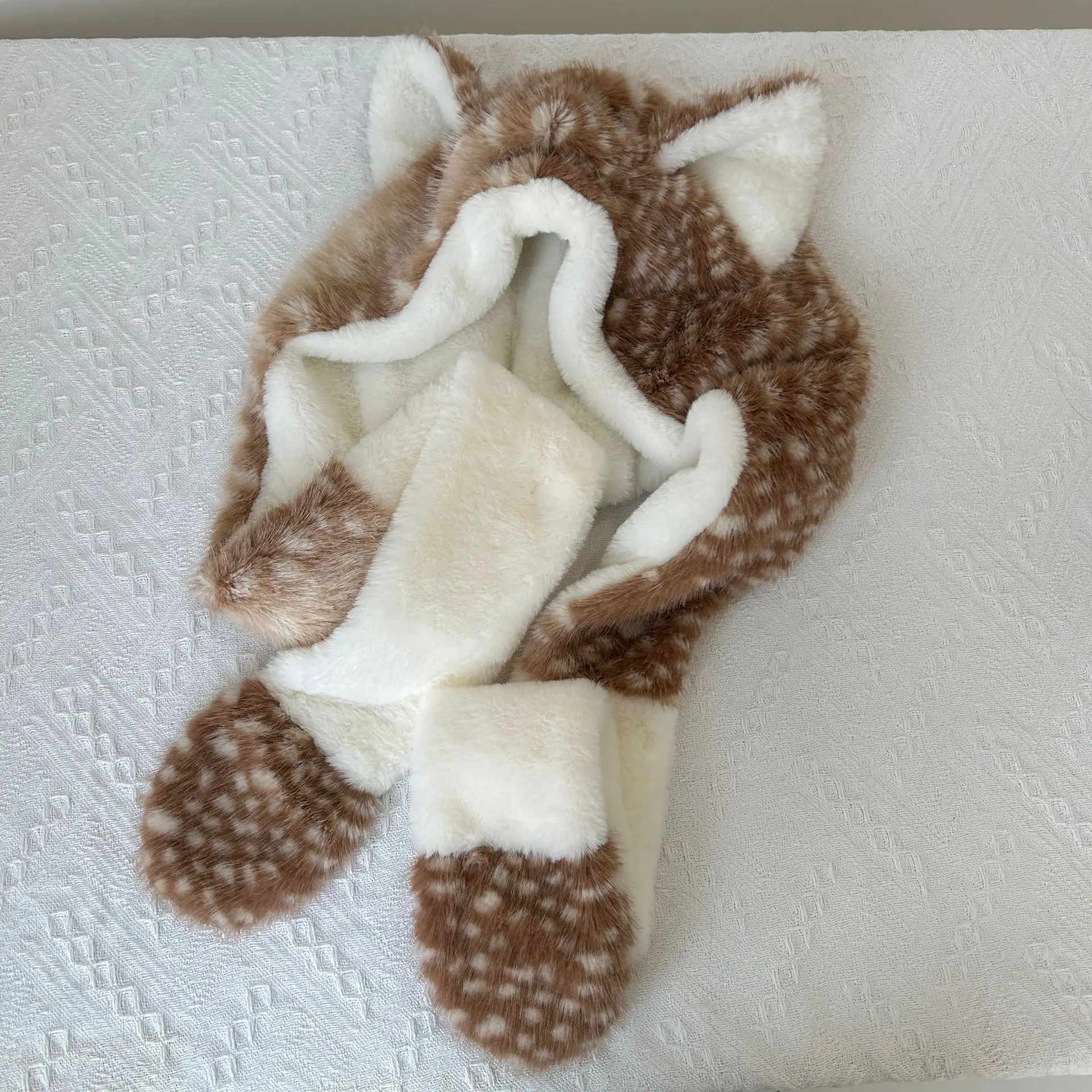 Plush Fluffy Hat Faux Fur Head-Winter Warm Ear leg warmers