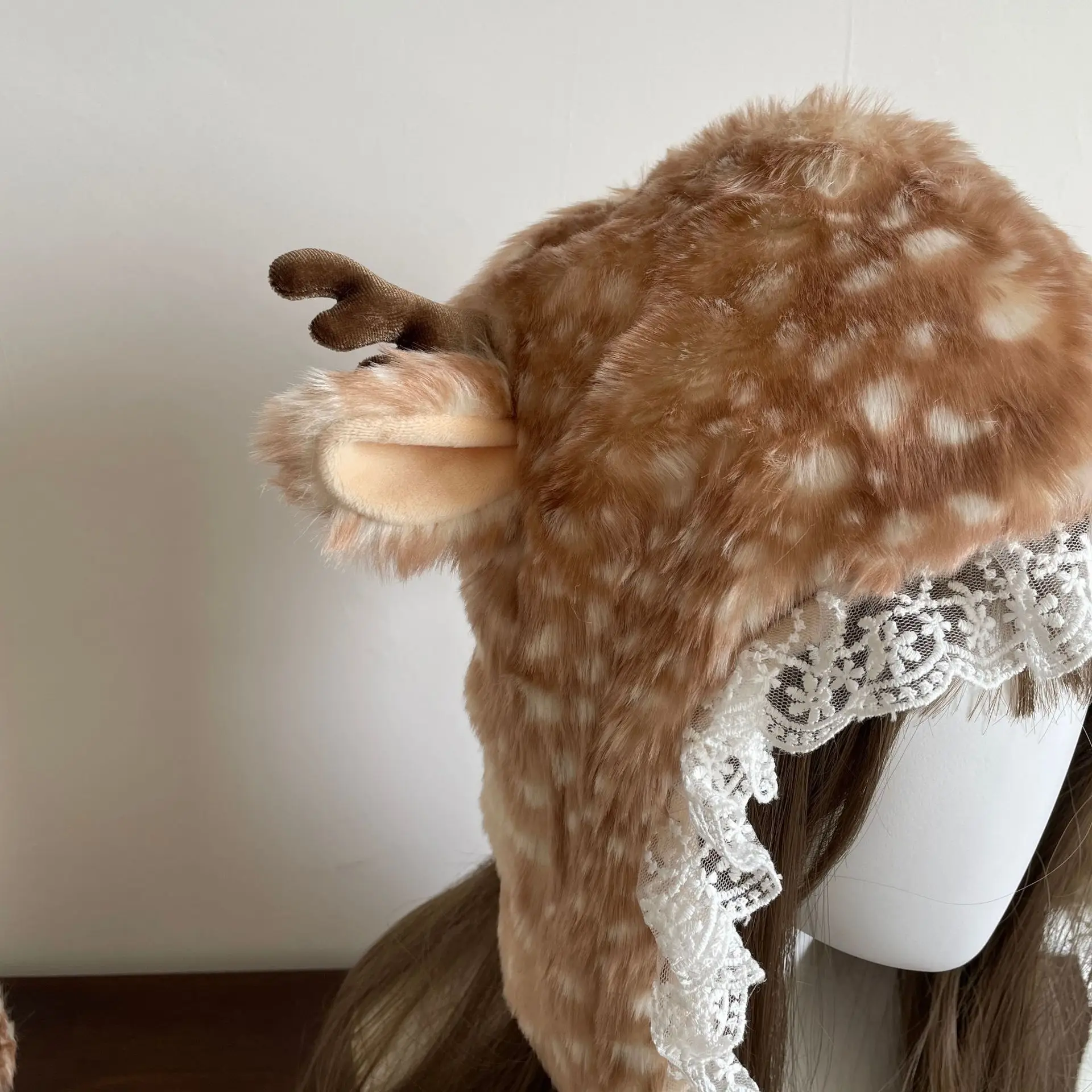 Plush Fluffy Hat Faux Fur Head-Winter Warm Ear leg warmers