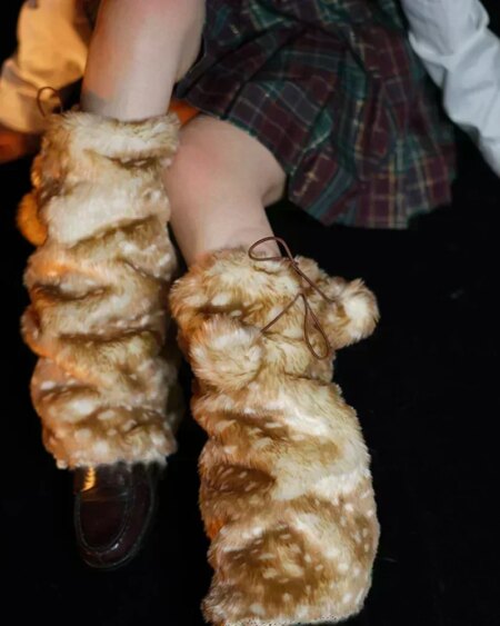 Plush Fluffy Hat Faux Fur Head-Winter Warm Ear leg warmers