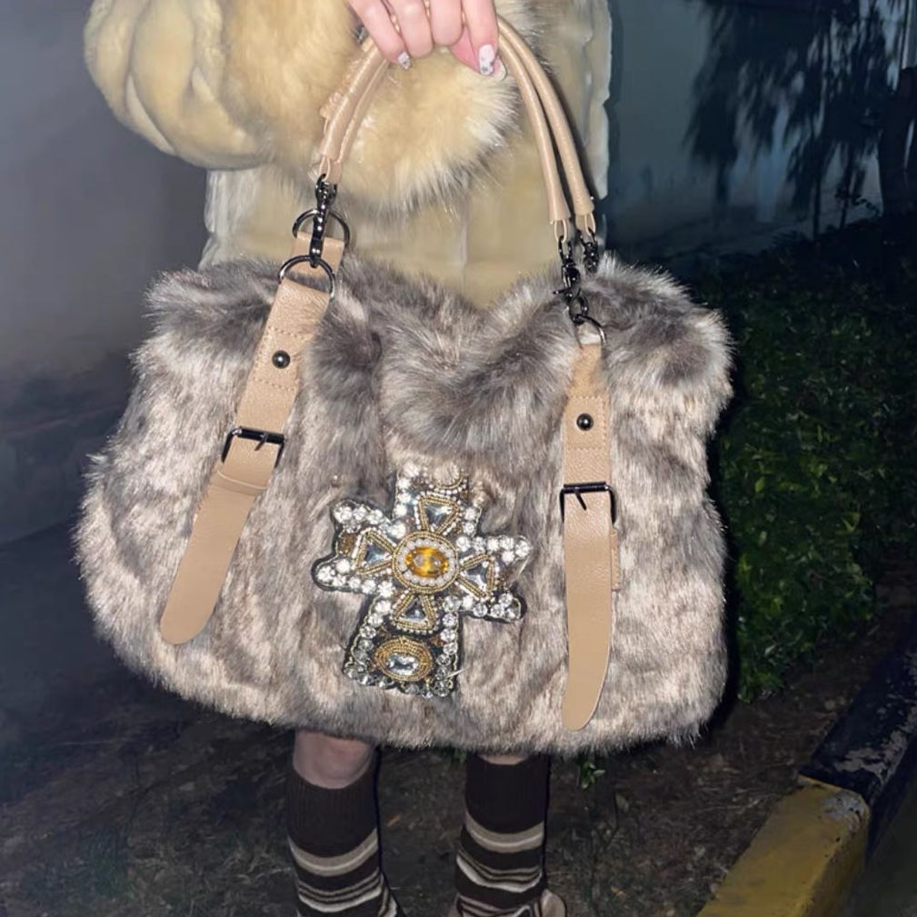 Large Capacity Crucifixion Rhinestone Handbag