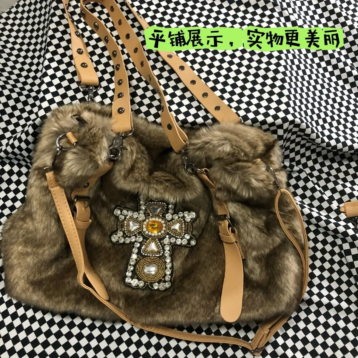 Large Capacity Crucifixion Rhinestone Handbag