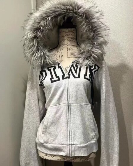 Fur collar warm hoodie