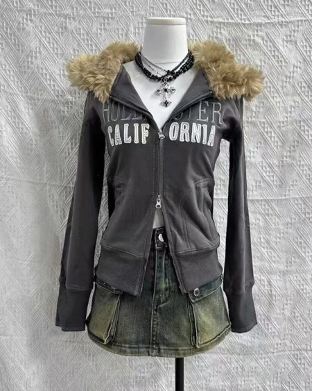 Fur collar warm hoodie