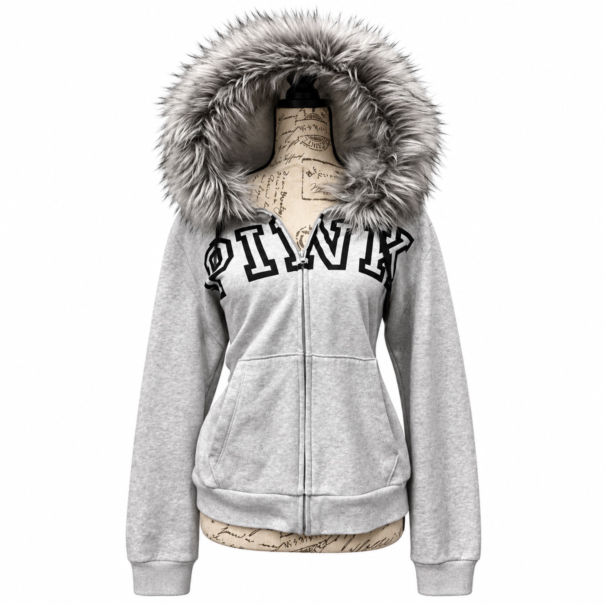Fur collar warm hoodie