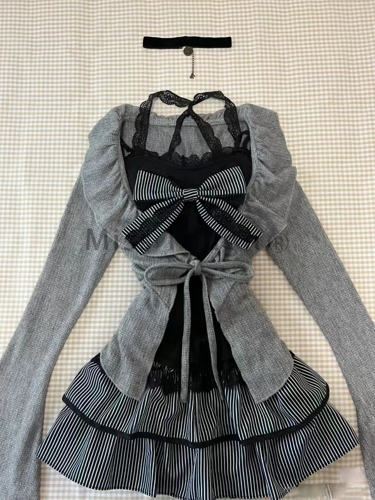 Aesthetic Vintage Lace Bow 3-piece set