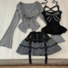 Aesthetic Vintage Lace Bow 3-piece set