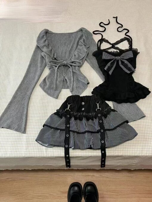 Aesthetic Vintage Lace Bow 3-piece set