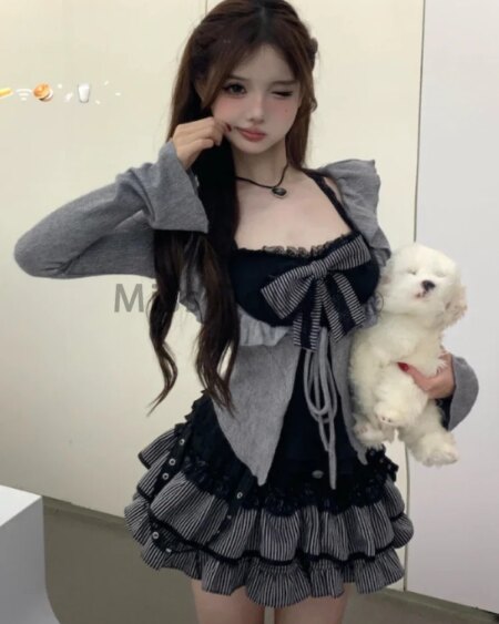 Aesthetic Vintage Lace Bow 3-piece set