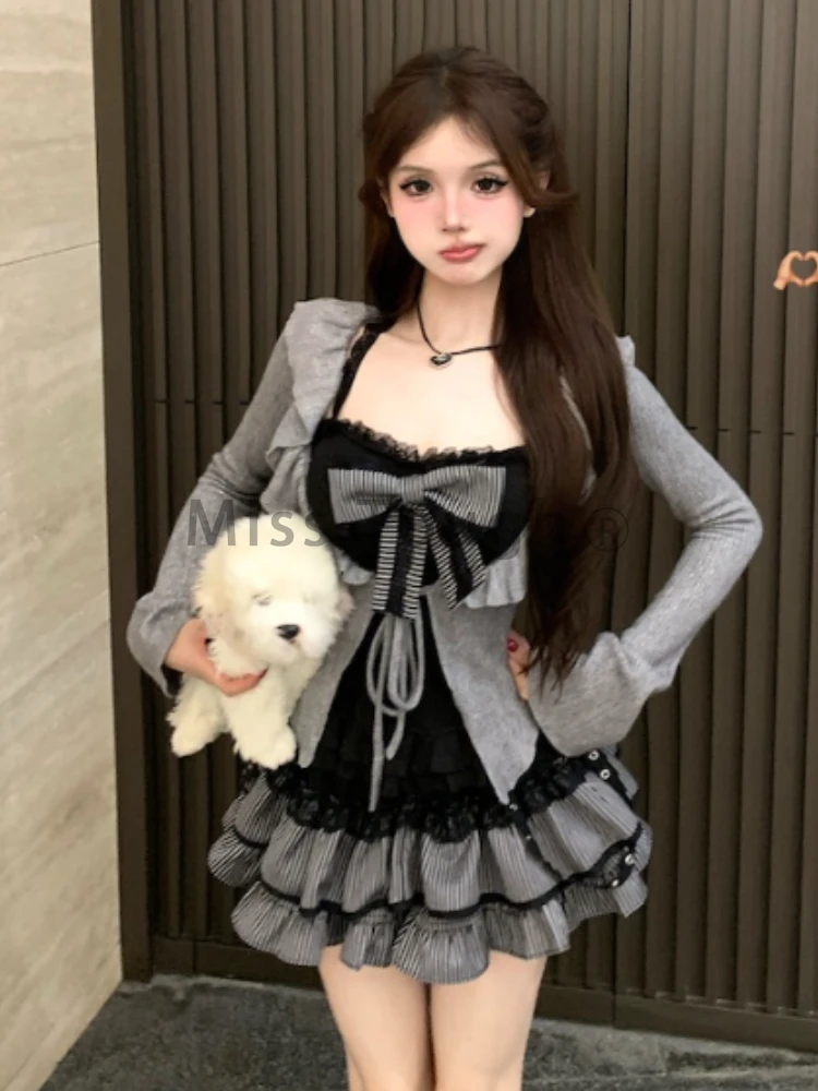 Aesthetic Vintage Lace Bow 3-piece set