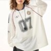 Letter Printed Plaid Jersey Loose Sweatshirt