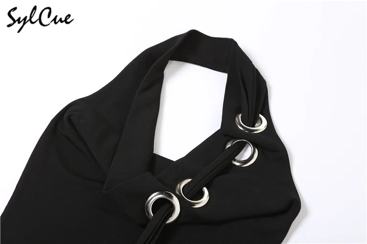 Black Sexy Metal Hot Confident Halter Vest